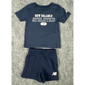 New Balance Athletics Toddler Boys 18 Month Navy Blue 2PC Short Set NWT